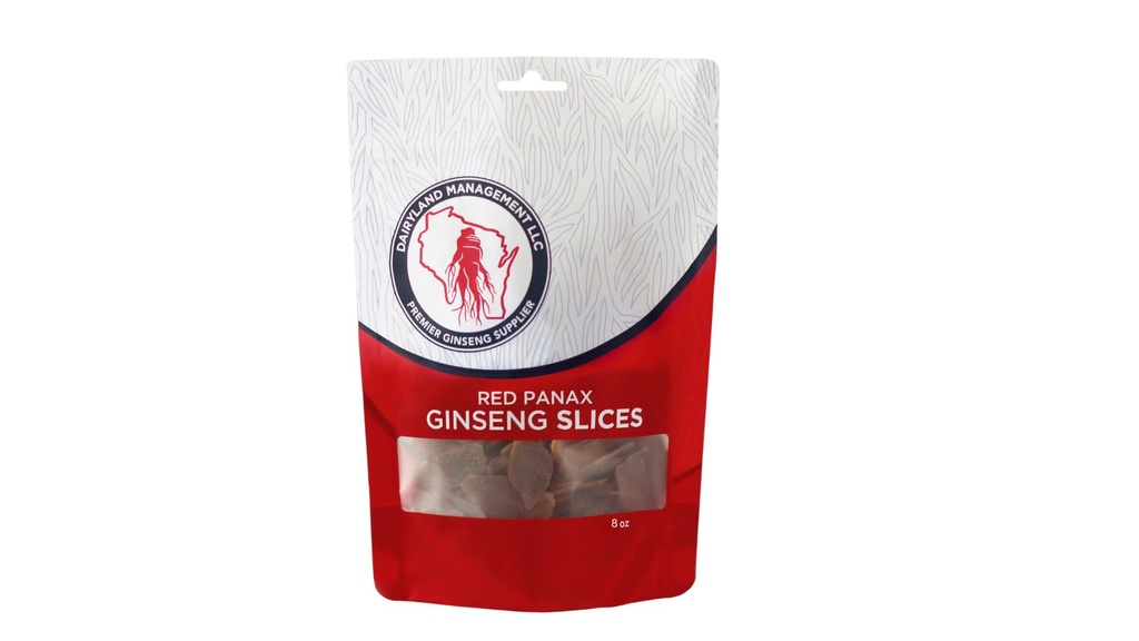 Dairyland Management LLC Red Panax Ginseng Slices - 8 oz Pack Korean Panax Ginseng Slices - Non-GMO, Gluten Free Red Ginseng Root - Använd denna växtbaserade tillskott i soppa, te, trängsel