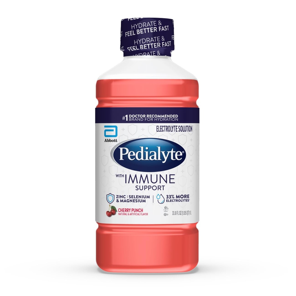 Pedialyytti Immuunituki Electrolyte Solution, Hydraation Drink Sinkki, Selenium ja Magnesium, Cherry Punch, 1 Liter