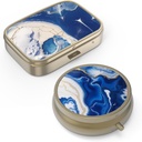 Hion Pill Case Pill Box med Mirror Retro Small Pill Case för väska eller Pocket Brons Pill Box eller Vitaminer, Fish Oil, Supplements, Pill Containe Travel Gifts (2PCS)
