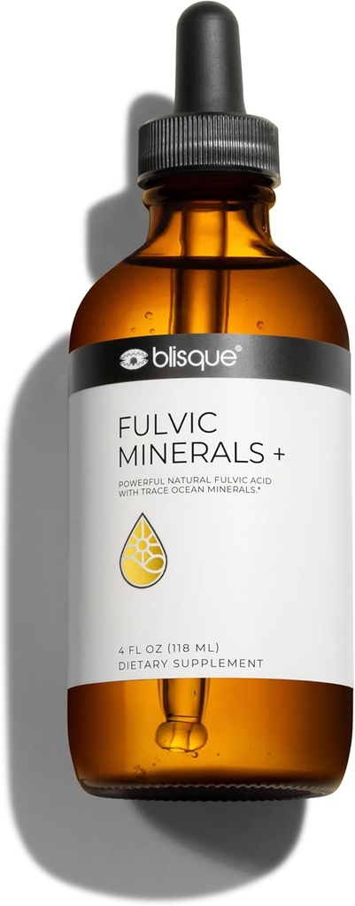 Blisque – Natural Trace Mineral Drops Supplement med Fulvic Acid och Humic Acid | för Detox, Cleanse, Immune Support, Brain Booster, Alkaline Hydration och Energy | Innehåller Electrolytes | 4 Ounce