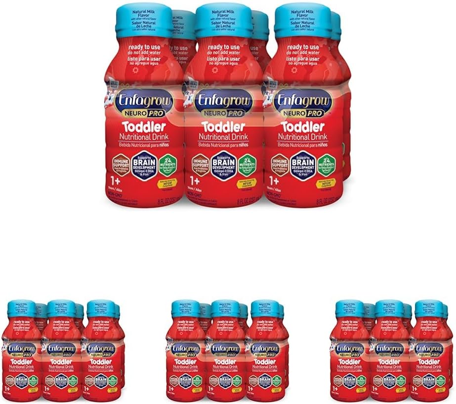 Enfagrow NeuroPro Toddler Nutritional Drink 8 fl. oz. Valmiina käyttämään (6 pullot) Prebiootit Immunosupport, DHA aivojen kehittämiseen, rautaa, ei-GMO, Natural Milk Flavor (Toddler Next Step) Enfamili