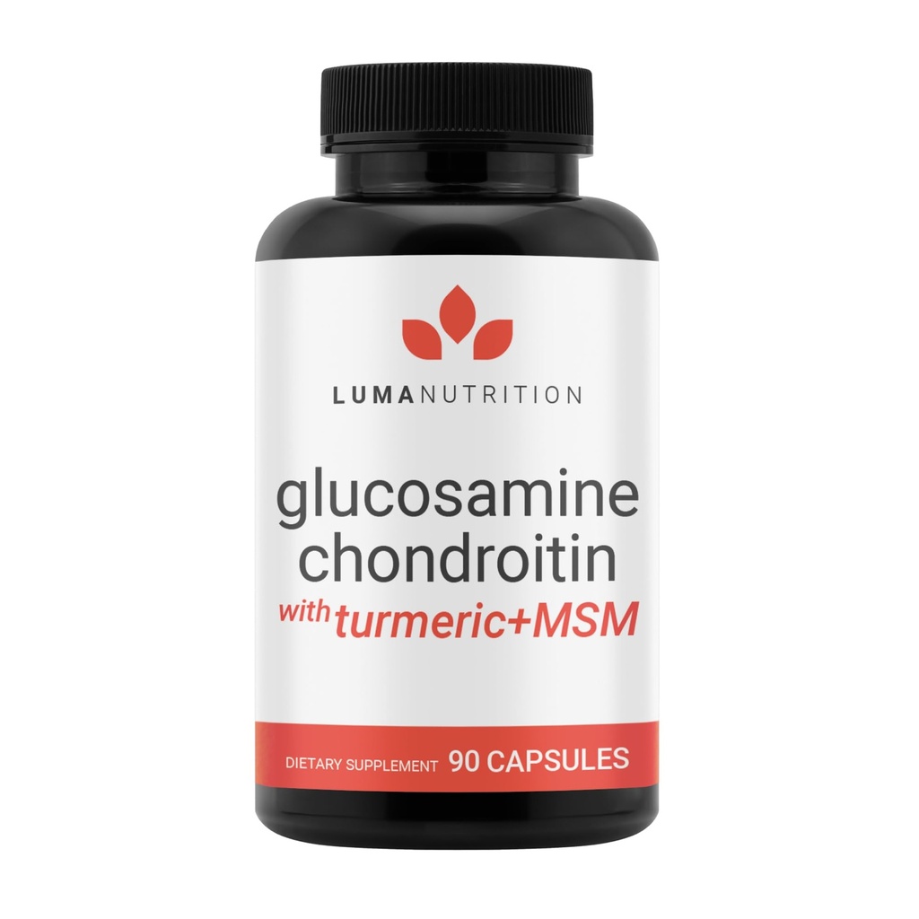 Luma Nutrition Glukosamiini Chondroitin MSM - Turmeric, Boswellia - Premium Supplement - miesten ja naisten osalta - Joint Supplement - 90 kapselia