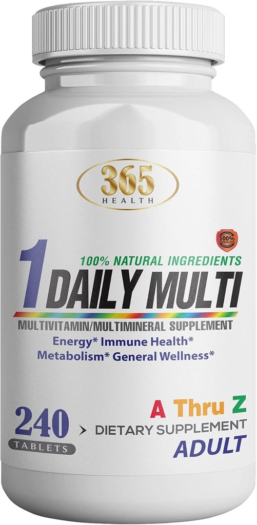 Monivitamiini, monimineraalit lisäravinteet w/antioksidantit, sinkki, D3-vitamiini ja B-vitamiinit, gluteeniton, muut kuin muuntogeeniset ainesosat - (240 Count) 365 Terveys