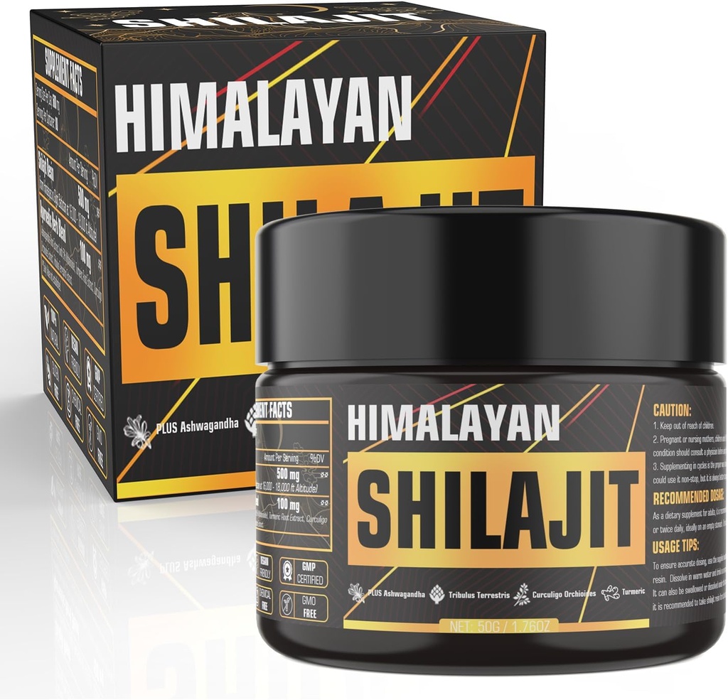 Shilajit Pure Himalayan Organic Hartin, 600mg Natural Organic Shilajit Hartin kanssa 85+ Trace Minerals Golden Grade Shilajit Supplement, Shilajit Hartsi miehille