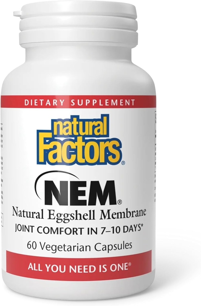 Natural Factors, NEM Natural Eggshell Membrane, edistää yhteistä mukavuutta ja joustavuutta, 60 kapselia