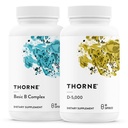 THORNE - Basic B Complex (60 kapselia) & Vitamiini D-5000 (60 kapselia) Lyödä - Tukee Cellular Energy Production, Aivojen terveys & terveet luut - Gluteeni, maitotuotteet & soijaton
