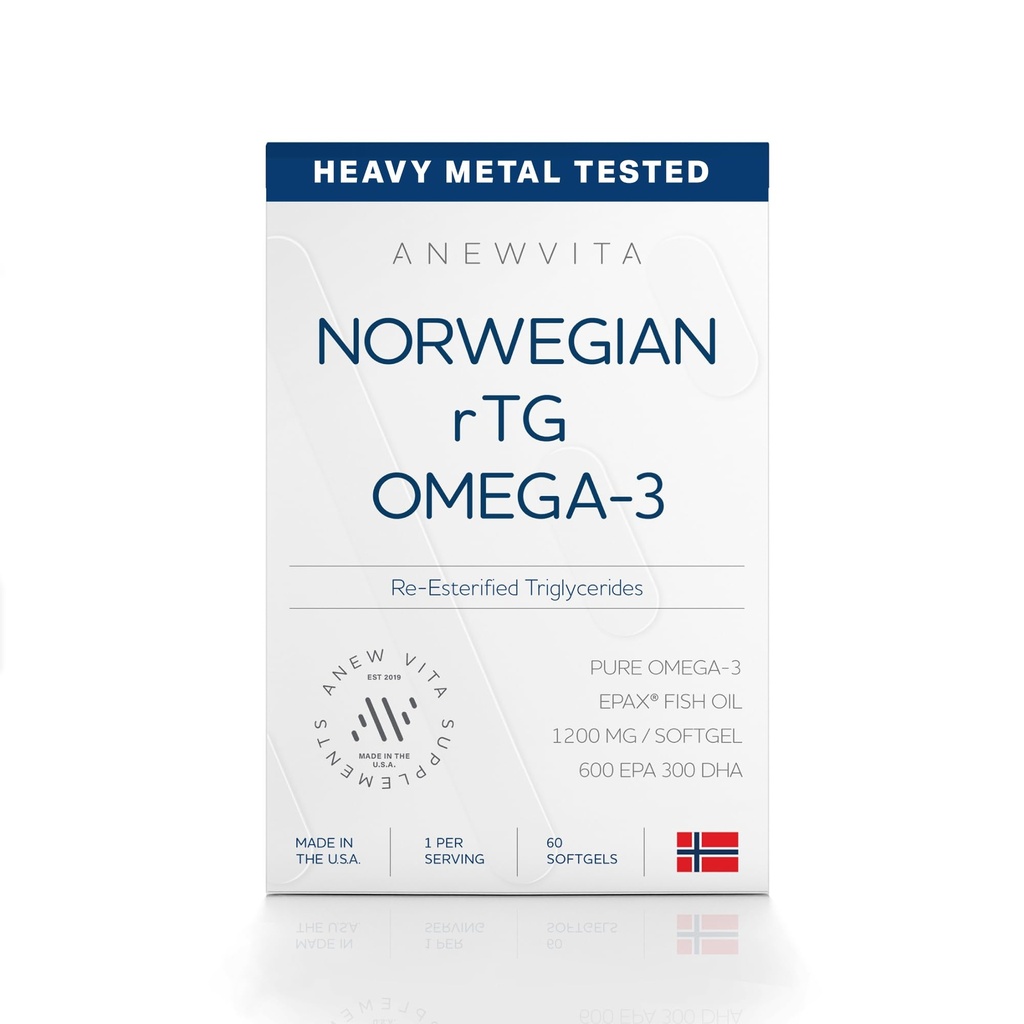 Norwegian rTG Omega 3 Fish Oil for Brain & Heart Boost, Triglyseride Fish Oil Omega 3 Lisäravinteet, 300 DHA 600 EPA Omega 3 Softgels Essential rasvahapot silmät, iho & nivelet, 1200mg, 60 Tarjoilut