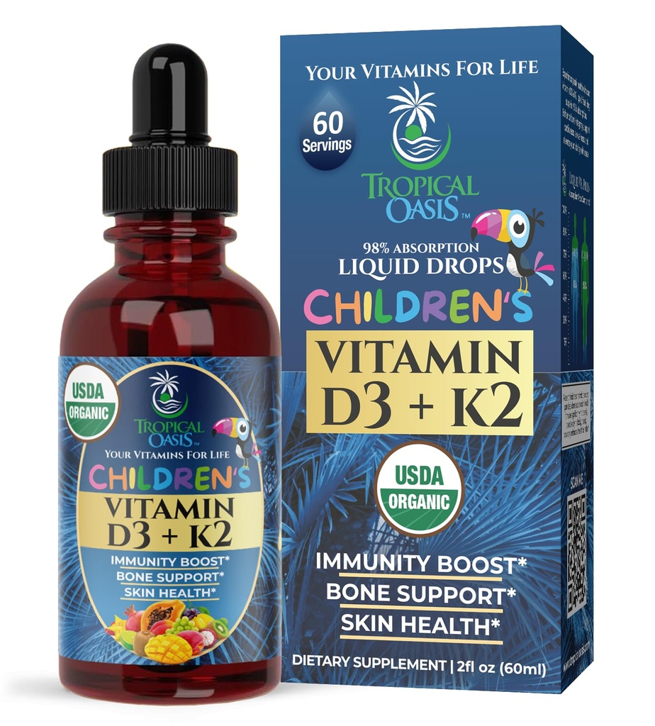 USDA Organic D3 K2 -vitamiini D3 K2 -vitamiinilisä lapsille ja pikkulapsille 1+ ...