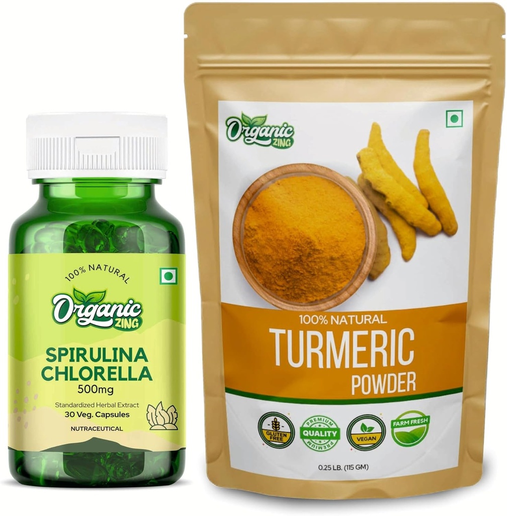 ORGAANINEN ZING Spirulina- kapselit- 30Cap & Turmeerinen jauhe- 115g