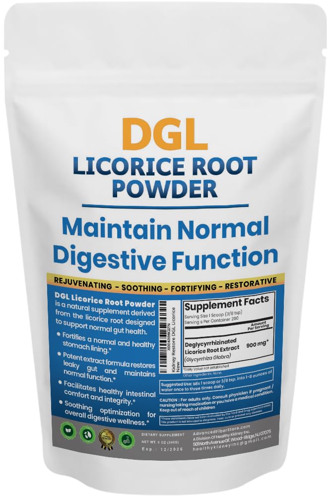 DGL Licorice Supplement: Tukee Ruoansulatus, Gut Lining Support, DGL Powder for Wellness, Licorice juuriuutejauhe, 140 serv.