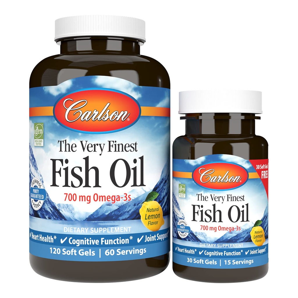 Carlson - Erittäin Finest Fish Oil, 700 mg Omega-3s, Norja, kestävästi Lähde, Lemon, 150 Count