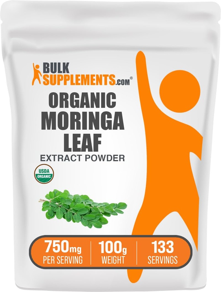 BulkSupplements.com Organic Moringa Extract Powder - Superfood Supplement, från Moringa Oleifera - Vegan & Gluten Free, 750mg per Servering, 100g (3,5 oz) (Pack av 1)