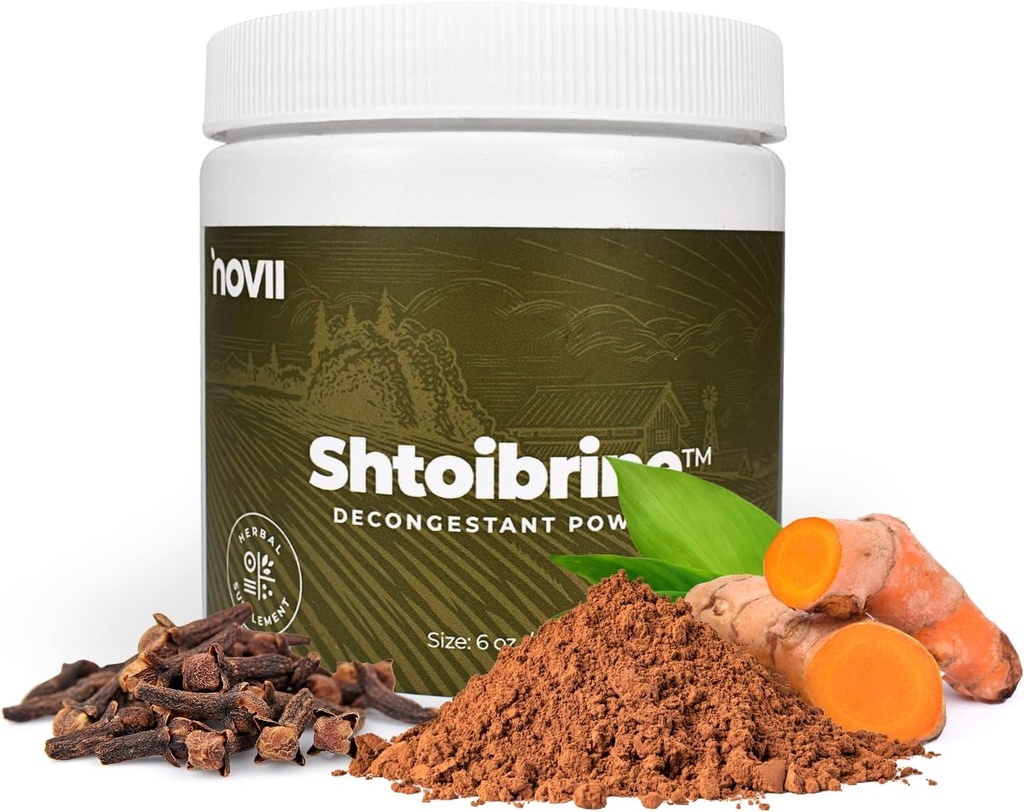 Novii Shtoibrine Decongesstant Powder for Sinus Relief- 100% Natural Herbal Sinus Decongesstant- Oral Natural Remedy for Congestion & Mucus Relief- Kosher Certified Chest Decongesstant - 6oz