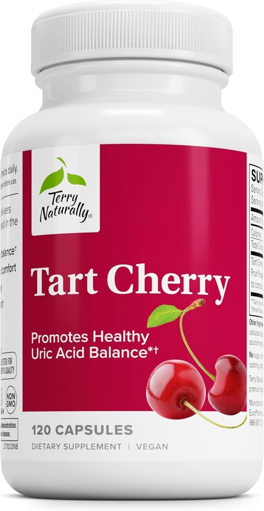 Terry Luonnollisesti Tart Cherry - Antioksidantti täydentää tukea Terve Uric Acid Balance & Joint Health - Ravitsemus täydentää - Ravitsemus täydentää avun hyödyntämistä jälkeen harjoitus - 120 kapselia