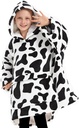 KFUBUO yllään Blanket Hoodie lapsille Sherpa kuviot Ylikokoinen hikipaita Blanket kanssa tasku 6-10 vuotta vanha tyttö poika syntymäpäivä lahjat lehmä