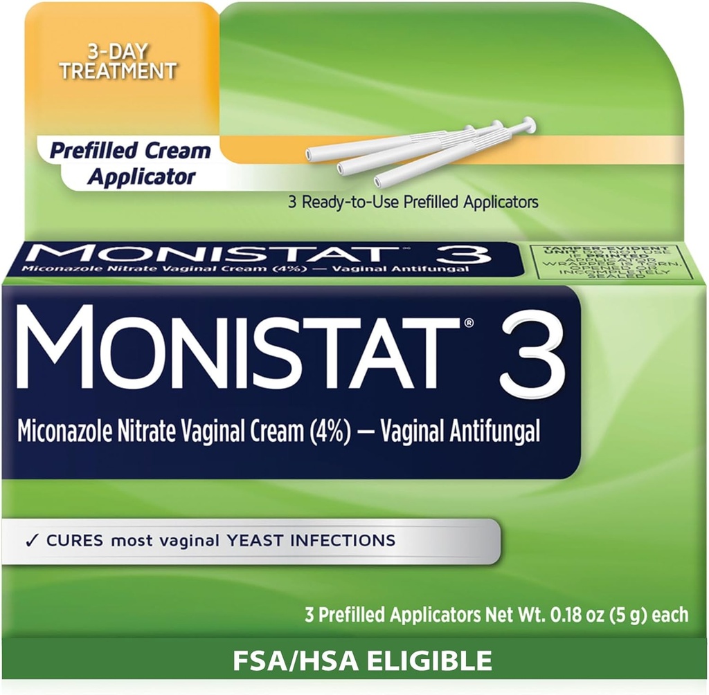 Monistat 3 Day Jeast Infektion hoito naisille, 3 Mikonatsolia esitäytetyssä kermassa