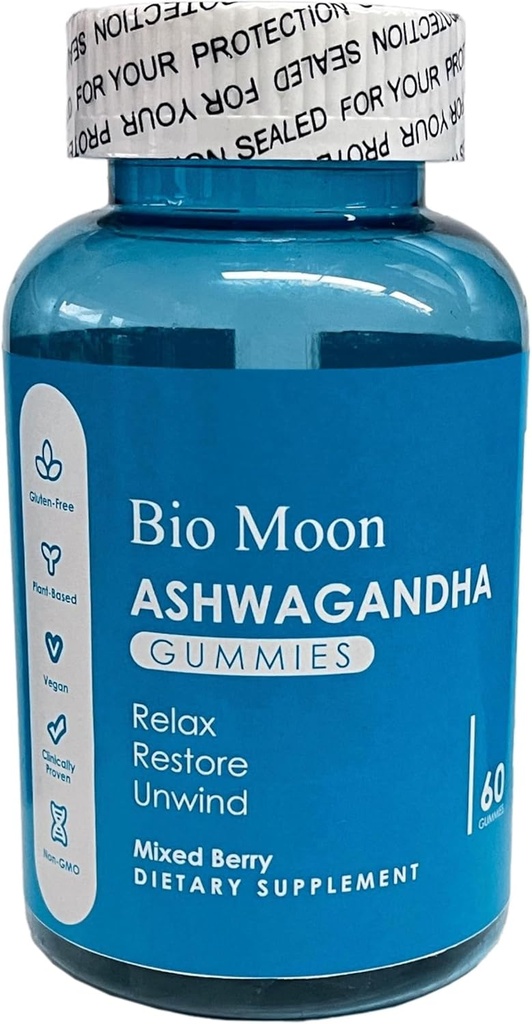 Ashwagandha Gummies & D3-vitamiini Gummies Organic Ashwagandha Supplement for Parantaa unta, stressin lievitys & mielialan rauhoittaa miesten & naisten 60 kreivi (ei-GMO, liivate vapaa & gluteeniton)