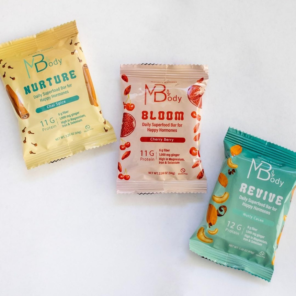 Happy Hormone Bars l Proteiini Cycle Syncing Bars kanssa Organic Inkivääri l edistää Hormoni Balance l tukee hedelmällisyyttä, munan laatu, PMS & Sperm Health (28 pakkaus, Cycle Sync Stack (5 chai mauste, 9 kirsikkamarja, 14 pähkinäinen kacao))