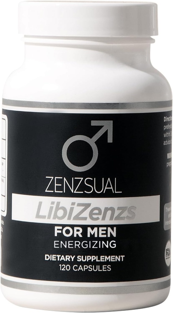 ZENZSUAL LibiZenzs Miehet - Natural Dietary Supplement Blend kanssa ginseng, Maca Root, Ashwagandha - Nostaa testosteronitasot - Gluteeniton (120 kapselia)