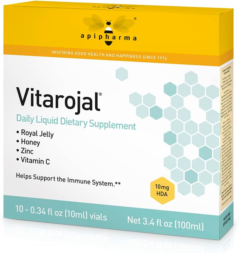 Vitarojal Royal Jelly - Honey, C-vitamiini, Sinkki - Tuki Immuunijärjestelmä, & Edistää luonnon energiaa ja hyvinvointia (10 injektiopulloa)