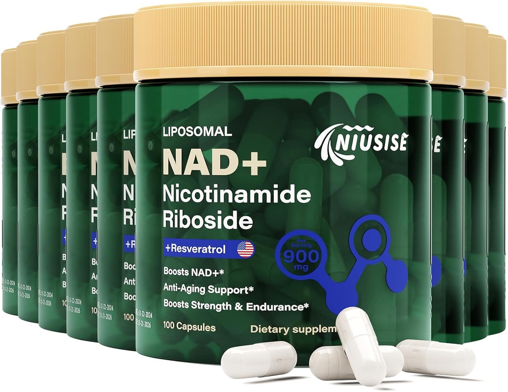 NAD-liite, NAD Nikotinamidi Ribosidi 900 Mg miehille ja naisille, liposomaalinen NAD+ Nikotinamidi Ribosidin, Resveratrol & Quercetinin, energian, NAD+:n ja 900 kapselin lisääminen