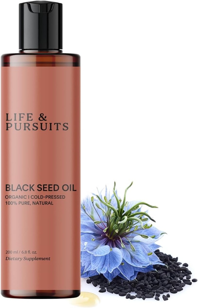 Life & Pursuits Organic Black Seed Oil (Kalonji) - 100% Pure, Natural, Cold Pressed 