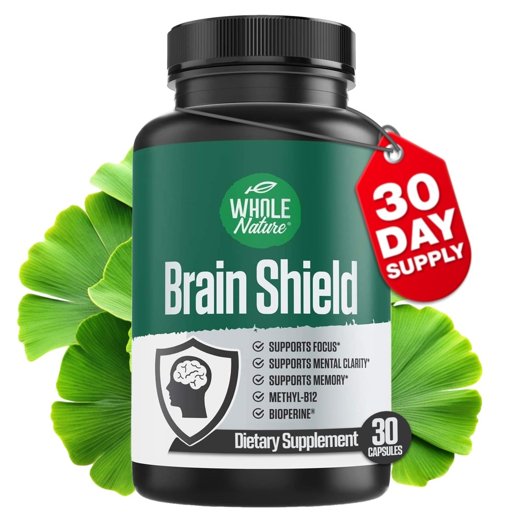 Brain Booster Nootropics - aivojen kilpi Ginkgo Biloba, Alpha GPC ja Bacopa Monnieri, B12-vitamiini, B3 - Tukifokus, muisti ja selkeys, energia & stressin lievitys. (1)