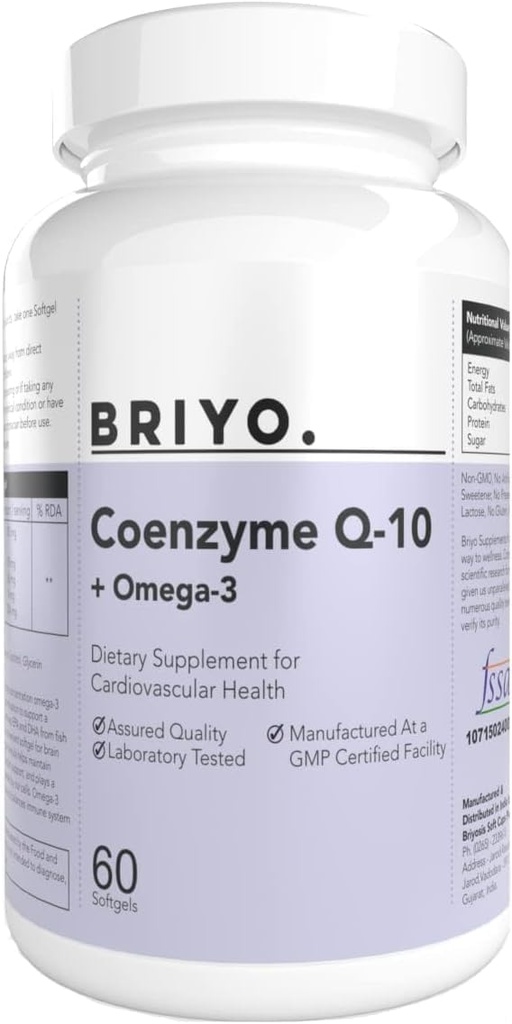 CoenzymeQ10 + Omega 3-150 mg Omega 3 + 100 mg Omegas 3 med Lycopene och Selenium för hjärthälsa, cellulär energi, antioxidantstöd