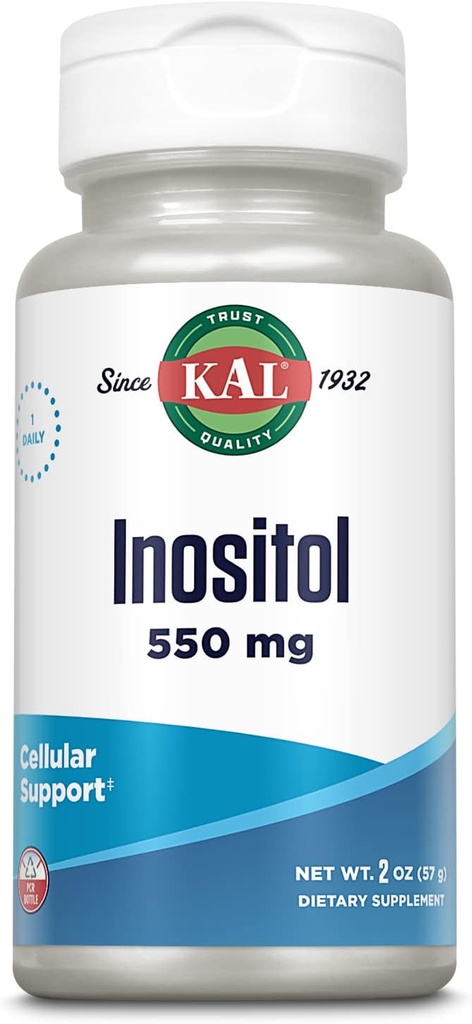 KAL Inositol Powder 550mg, Aivojen terveys, Hermoston ja mielialan tuki täydentää, solun terveystuki, tehostettu imeytyminen Formula, helppo sekoittaa, Noin. 102 Tarjoilua, 2oz