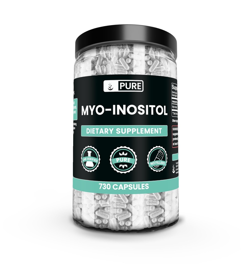 Rena originalingredienser Myo-Inositol (730 kapslar) Inga magnesium eller risfiller, alltid rena, Lab Verified