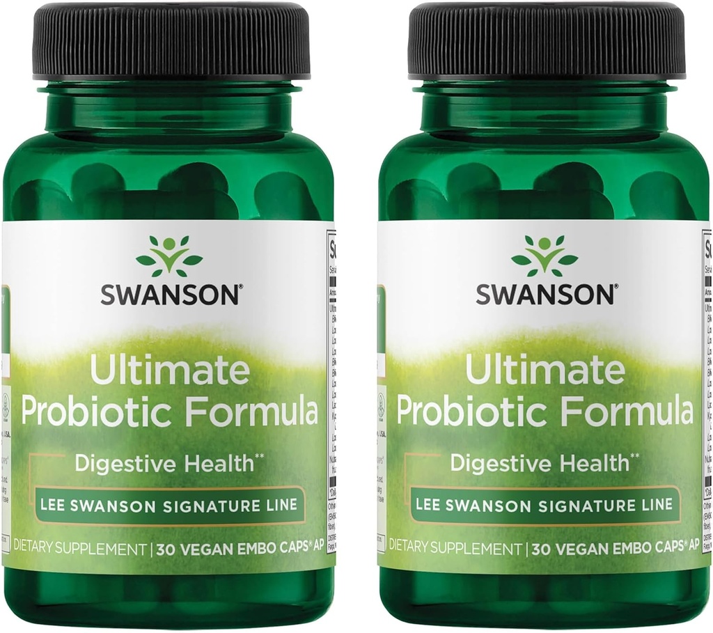 Swanson Ultimate Probiootti Formula Ruoansulatuselimistö Immuunijärjestelmä tuki 66 miljardia PMY Prebiootti NutraFlora scFOS 30 DRcaps Kasviskapselit (Caps) (2 pakkaus)