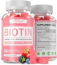 Biotiini täydentää, 60 Vegaani Gummies, antioksidantti tuki terveelle iholle, hiukset ja kynnet naisten ja miesten, ei-GMO