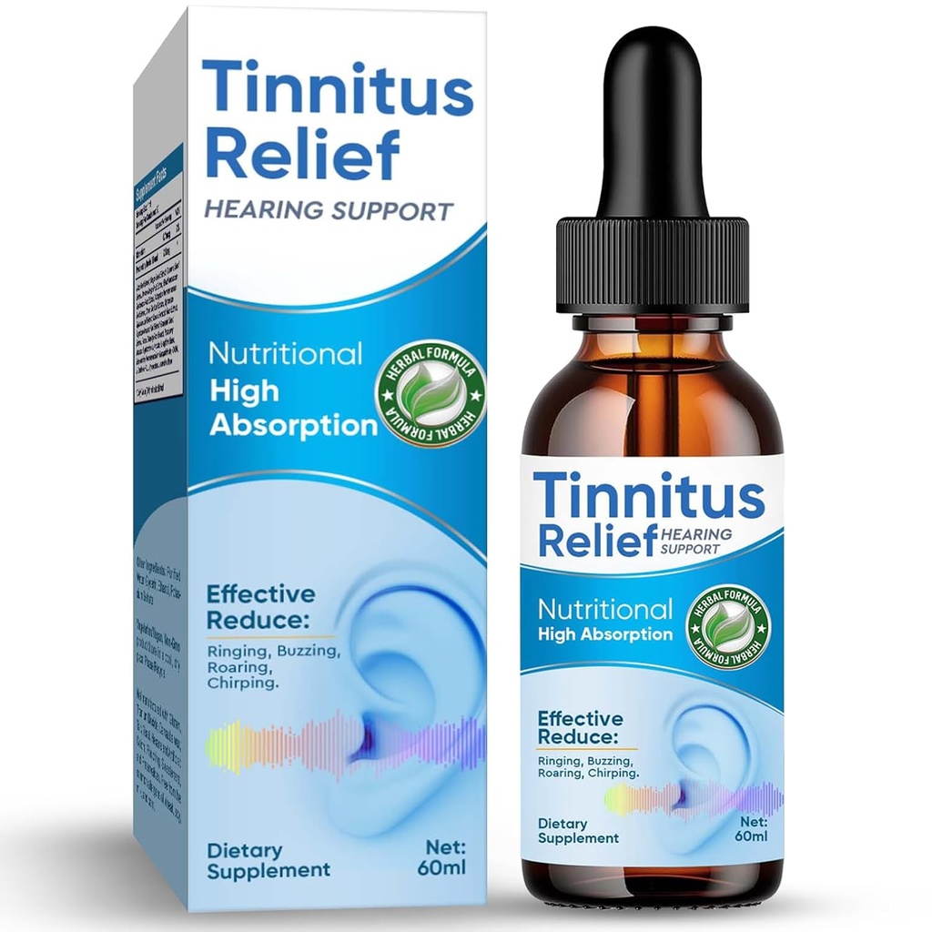 Tinnitus Relief for Rening Ears, Natural Ingredients Tinnitus Relief Ear Drops for Ear Infektio,Herbal Eardrops for Adults, Children, Reduce Ear noise & Parantaa kuuloa, 60ml-sininen