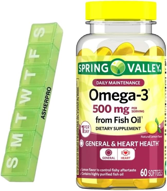 Spring Valley Omega-3 Fish Oil, 500 mg, Omega 3 Fish Oil Omega 3 Lisäravinteet, Omega3, Omega 3 rasvahappoa lisäravinteet, Fish Oil Lisäravinteet,= 60