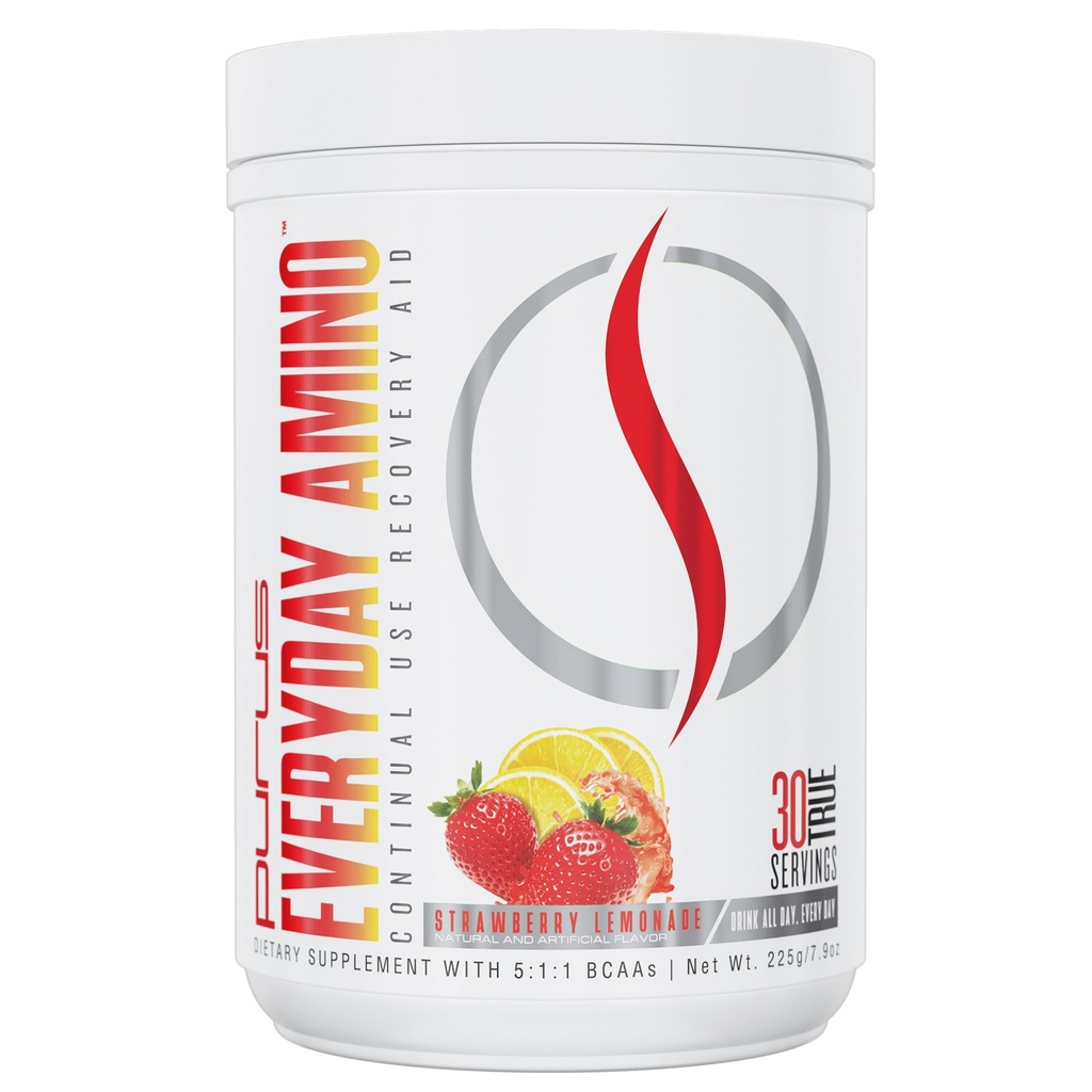 Purus Labs Everyday Amino BCAA Powder | Aminosyror för muskelhydration och återhämtning | Sugar Free & Gluten Free | 30 portioner (Strawberry Lemonade)