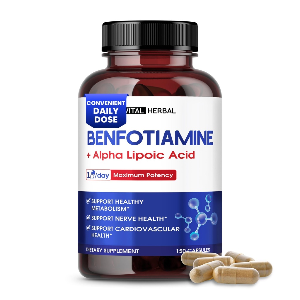 VITAL HERBAL Liposomal Benfotiamiini Alpha Lipoic Acid - maksimaalinen teho-tuki Terve aineenvaihdunta - valmistettu Yhdysvalloissa
