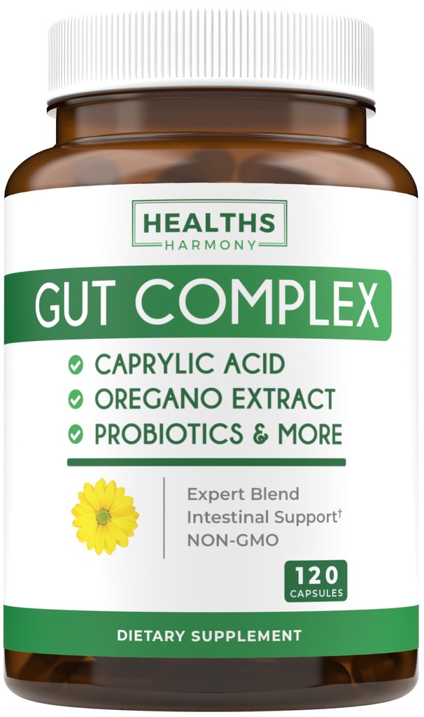 Candida tuki (120 kapselia) - Caprylic Acid, Oregano Oil & Probiootit Ohje Ylläpidä jo normaali tasot hiiva ja Candida - kasvissyöjä, ei-GMO Intestinal Supplement - Gut Cleanse (ei pillereitä)