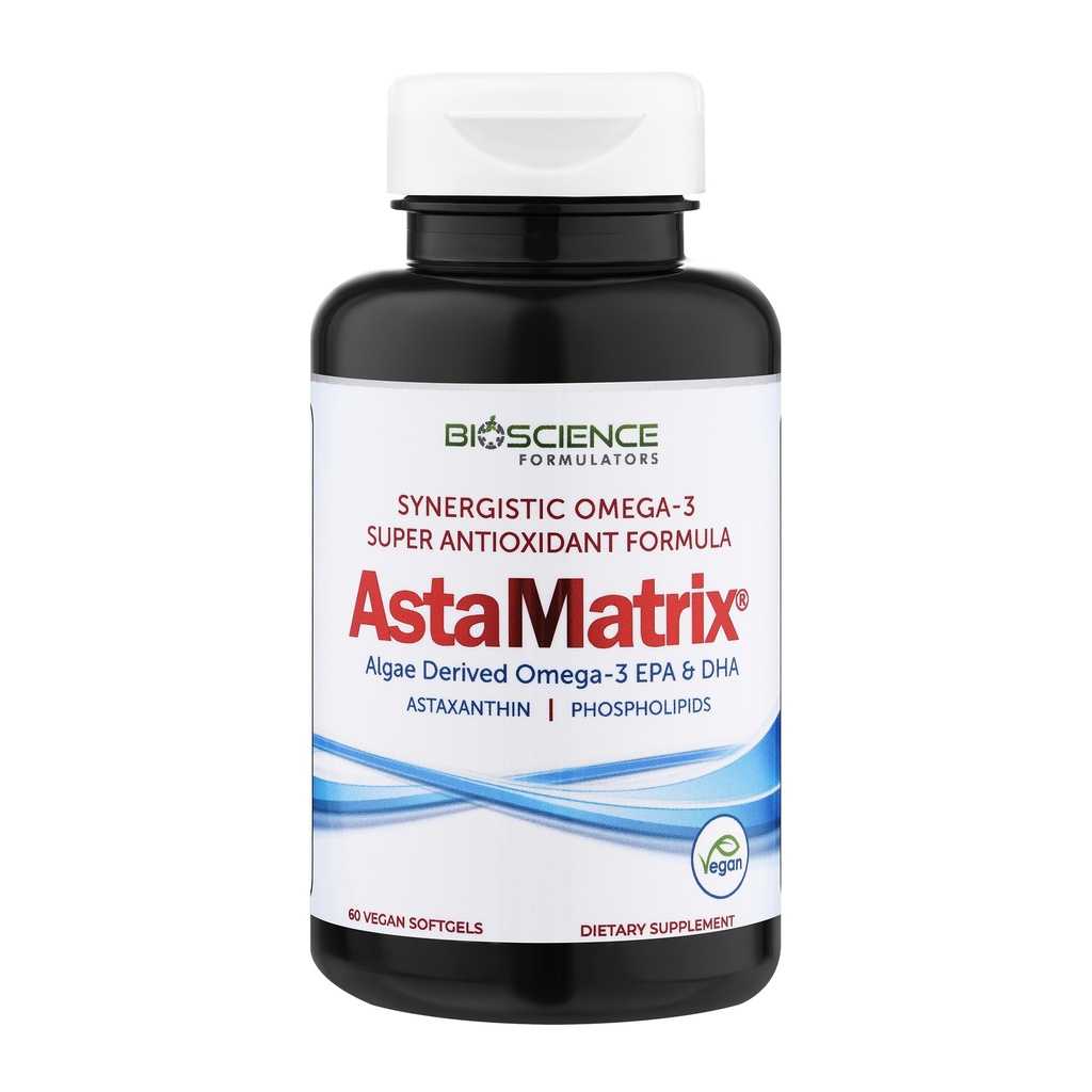 AstaMatrix® Algal Omega 3 DHA EPA Astaxanthin Phospholipids | Vegan-Friendly Alternative till Krill Oil eller Fish Oil | 60 Vegan SoftGels
