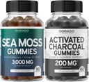 Irish Sea Moss (90 Gummies) Raw Seamoss Kilpirauhasen, energia & Immuunituki ja aktiivihiili (60 Gummies) Terve Detox & Cleanse Support - Formulated from Organic Coconut Shells - Made in USA