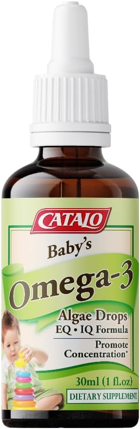 CATALO Baby... Algae Omega-3 DHA lisäravinteet ... Kasviöljy, jossa DHA & EPA, nestemäinen kaava lapsille, pikkulapsille ja lapsille, helppokäyttöinen lasi tiputin, 2x 30ml