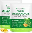 Oil of Oregano Softgels 6000mg 2 Pack, 2 in 1 Formuloitu musta siemenöljy 120 Count, Oregano Oil Kapselit Organic, Gluteeniton Oil of Oregano Softgels, non-GMO & Immuuni Tuki