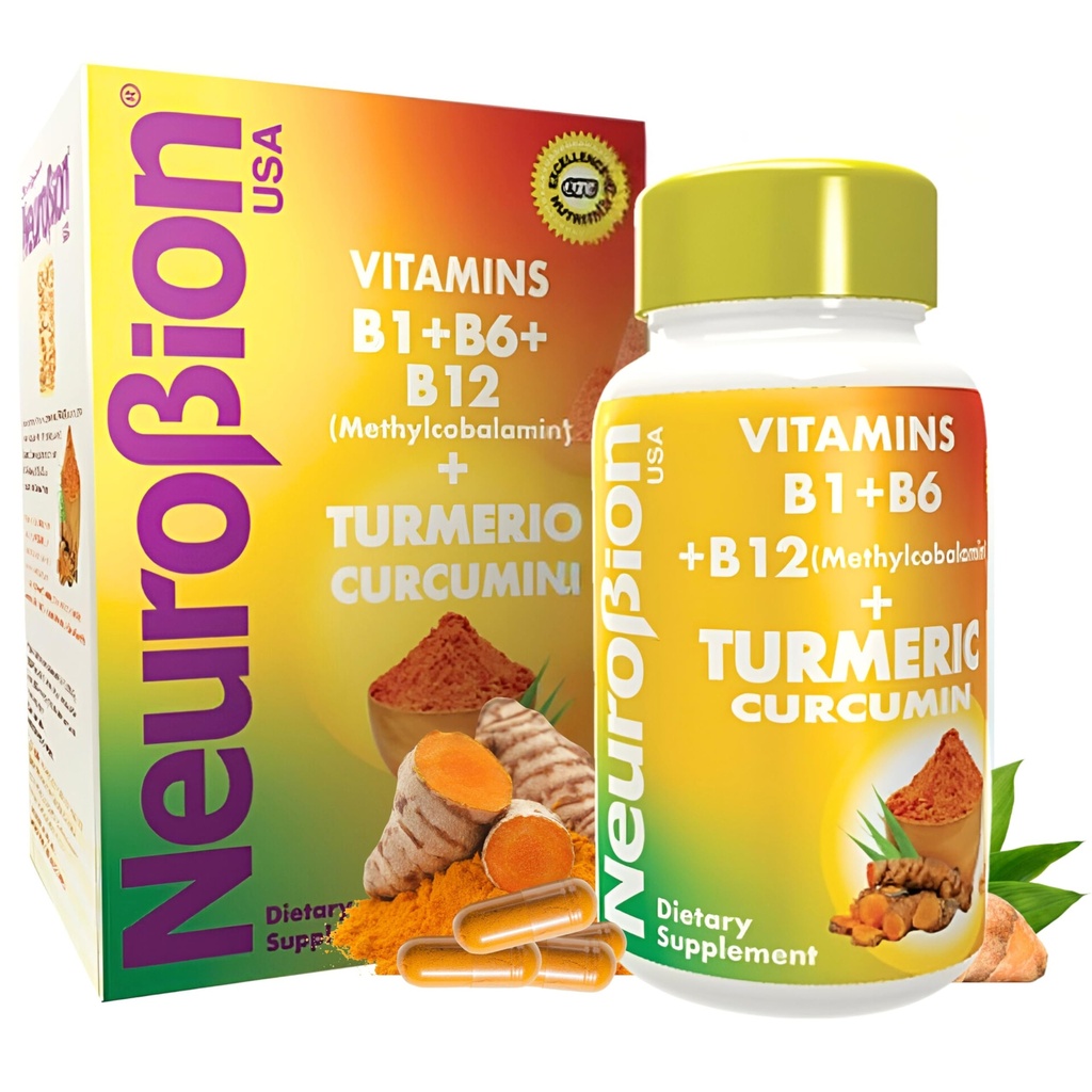 Neurobion Turmeric Curcumin 650 mg rohdosvalmiste antioksidanttien tukeen, suuri imeytyminen Ultra Potent Turmeric Supplement Multivitamiinit Complex B12, 40 kapselia