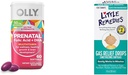 OLLY Prenatal Multivitaminum Softgels for Healthy Raskaus + Little Remedies Gas Relief Drops for Imeväisten vatsakipu, 60
