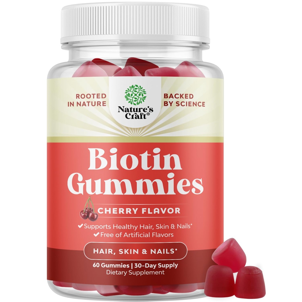 Luonnollinen Biotin Gummies hiusten kasvua - Biotiini vitamiineja hiukset iho ja kynnet Gummies naisten ja miesten - Kasvu vitamiinit Naisten kanssa Pantotenic Acid