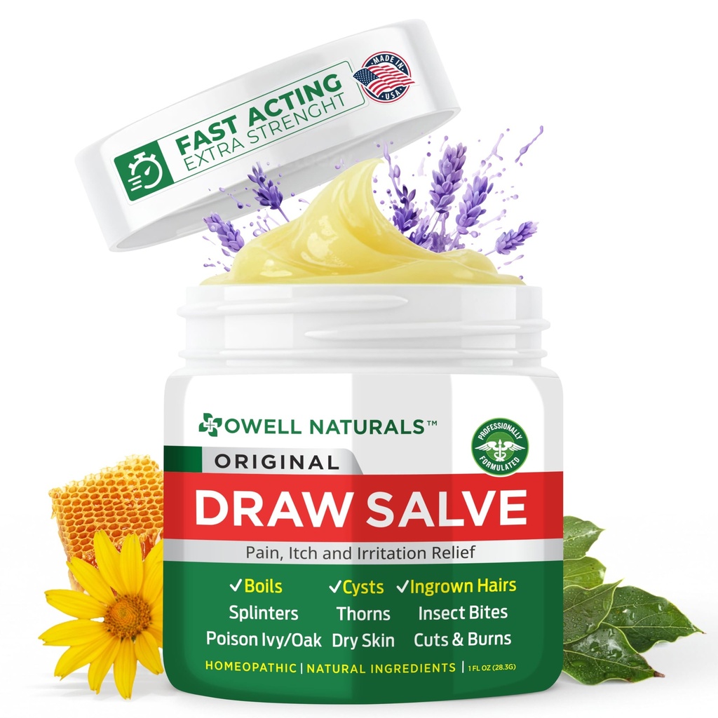 OWELL Naturals piirustus Salve voidetta kiehua ja kystistä poisto, syvä kasvaneet hiukset, splinter poistaja, Bug Spider Bites, Bee Sting, Moskiito kutina, Myrkky Ivy