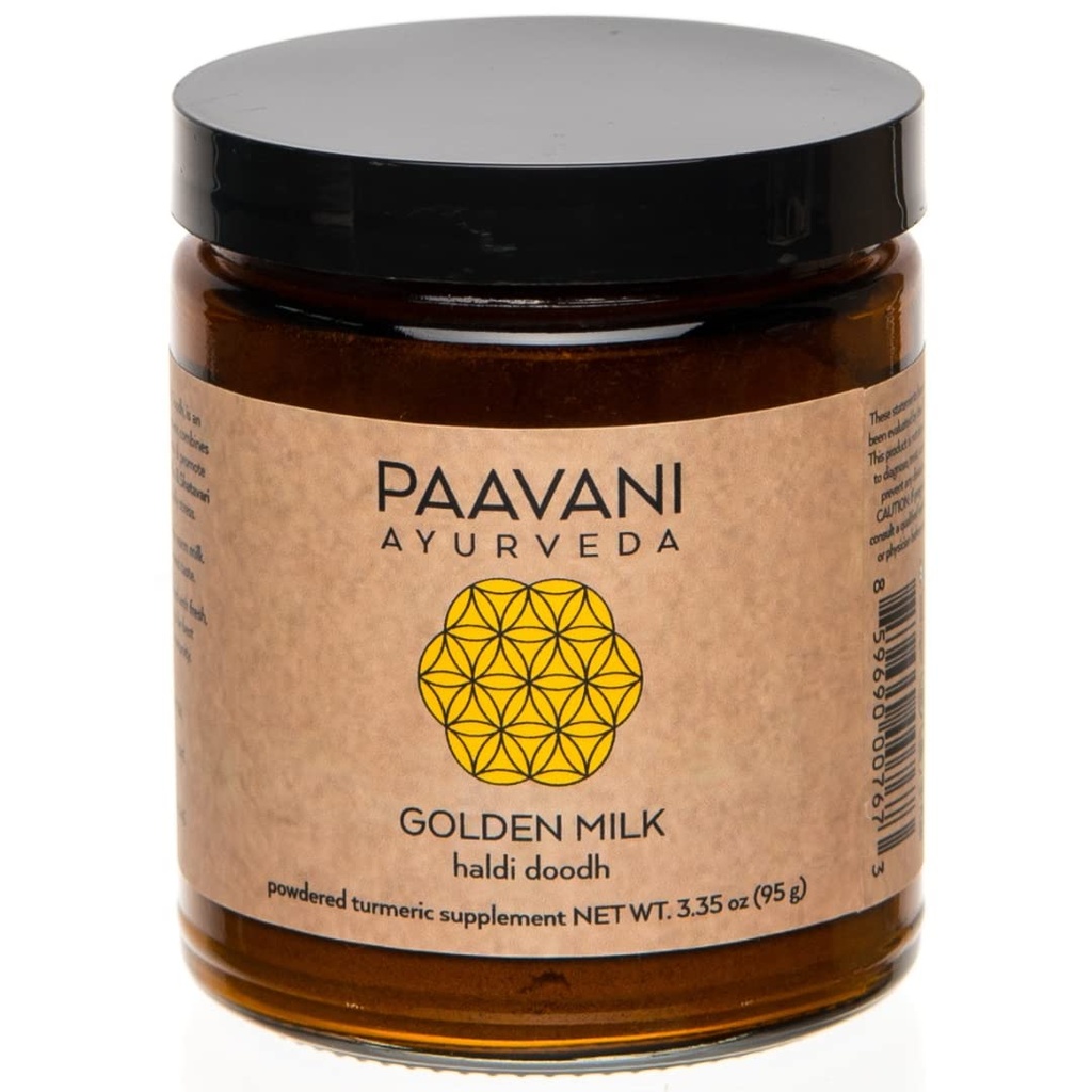 PAAVANI Ayurveda Golden Milk - Made in USA - Ayurvedic Turmeric & Ashwagandha Blend - Powdered Supplement - Haldi Doodh - 100% Organic - 38 Tarjoilut