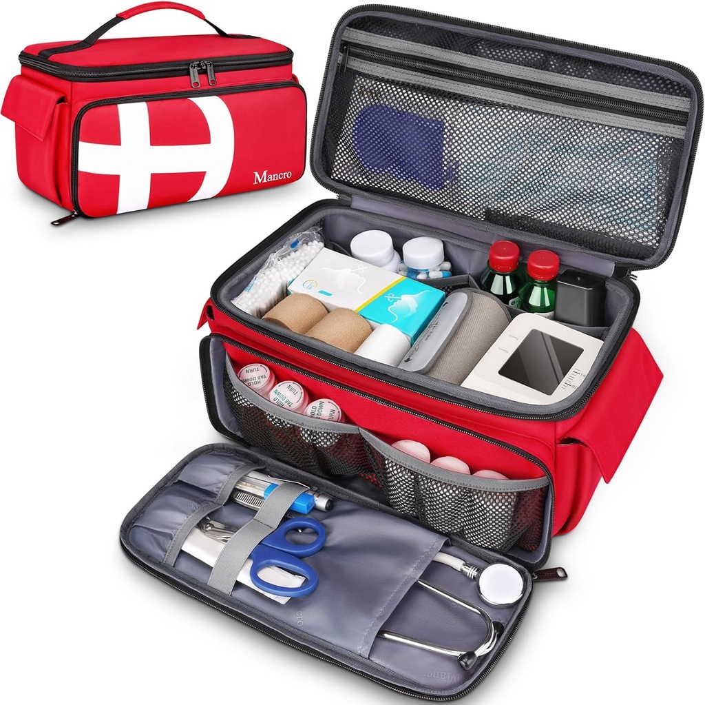Mancro ensiapulaukut Tyhjä, Medical Travel Bag Multi Pockets, Pill Bottle Organizer for Travel, Koti Storage, Trauma Bag for EMT, Sairaanhoitajat, Lääkäri, Hätä Bag lääketiede, Lääkintätarvikkeet