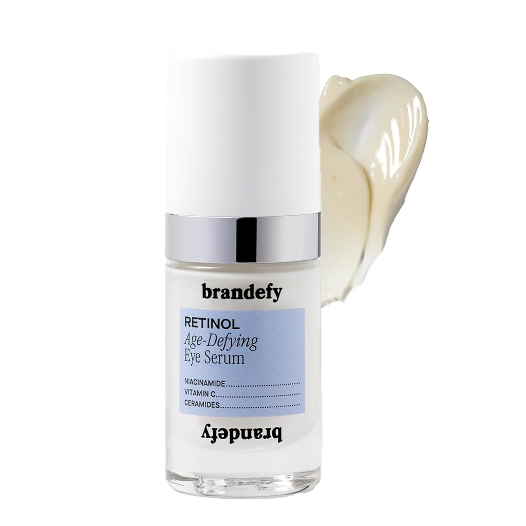 Brandefy Retinol + Niacinamide Anti-Aging Eye Serum - Under Eye Cream for Dark Circles ja ryppyjä - Peptide, kofeiini, C-vitamiini E E E E E Cream - Valmistettu Yhdysvalloissa (O.5 Oz)