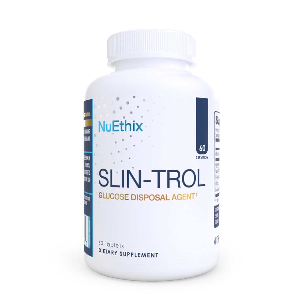 NuEthix Formuleringar SLIN-Trol, Glucose Disposal Agent Pills för Män & Kvinnor, näringspartitionering Supplement med Chromium Polynicotinate, & Glycine, Effektiv Carb Absorption, Icke-GMO, 60 portioner
