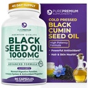 PurePremium Musta siemenöljy 500mg - Organic Nigella Sativa Siemenet, Cold Pressed Black Cumin Oil Extract - Hiusten/ihon täydentää miesten / naisten pakkaus 90 kapselia